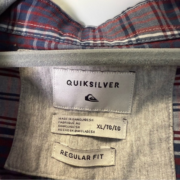 Quicksilver Men's Regular Fit Red White Plaid Cotton Button Down Dress Shirt XL - Picture 3 of 6